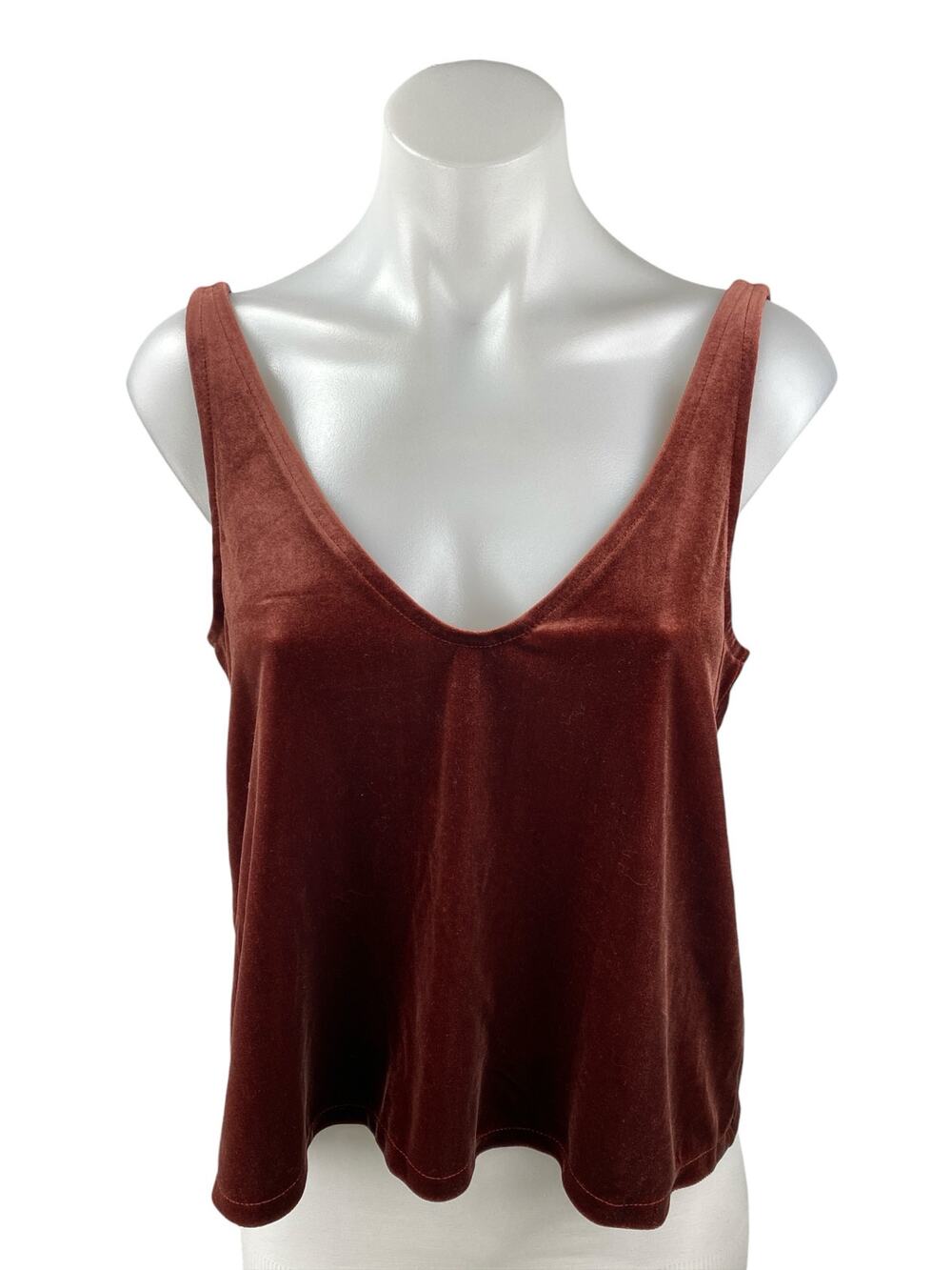 Madewell Women's Brown Velvet Velour Sleeveless V-neck Boxy Crop Tank Top Size S
